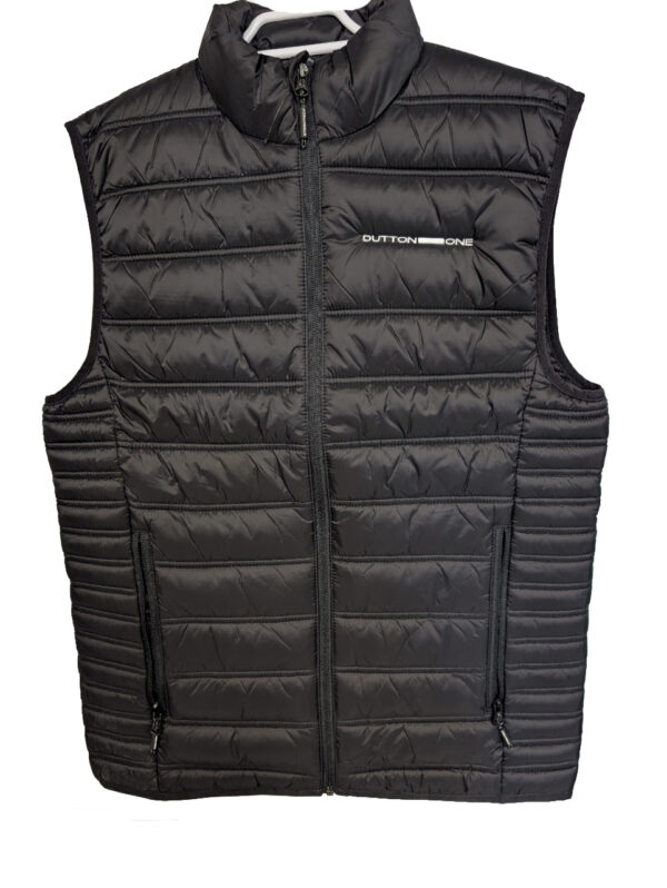 Men's Dutton One Stormtech Black Vest front and Back Logo