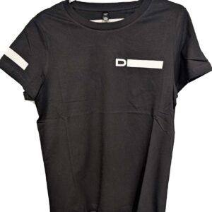 Womens' Dutton One Black Tee Shirt Front , Sleeve and Back Logo